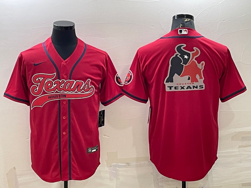 Men's Houston Texans Red Team Big Logo With Patch Cool Base Stitched Baseball Jersey Men's Houston Texans Red Team Big Logo With Patch Cool Base Stitched Baseball Jersey